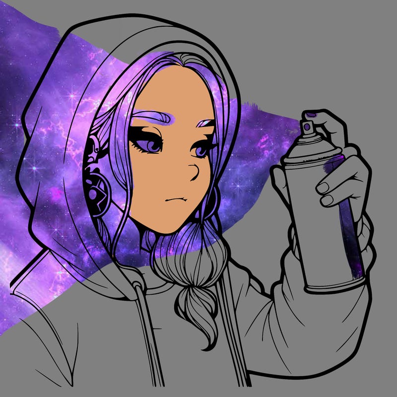 a realistic girl, spray painting