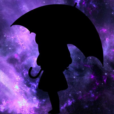 lonely girl holding black umbrella