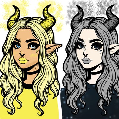 realistic girl with horns