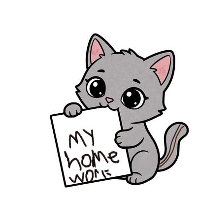 a small cat with a blank sheet of paper in its hand. the cat is sooooooo cute!