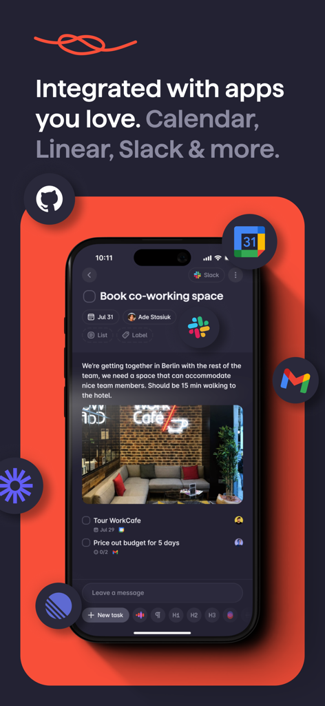 Superlist: To-Do List & Tasks - Superlist task management app showing integrations with Slack Google Calendar and Gmail
