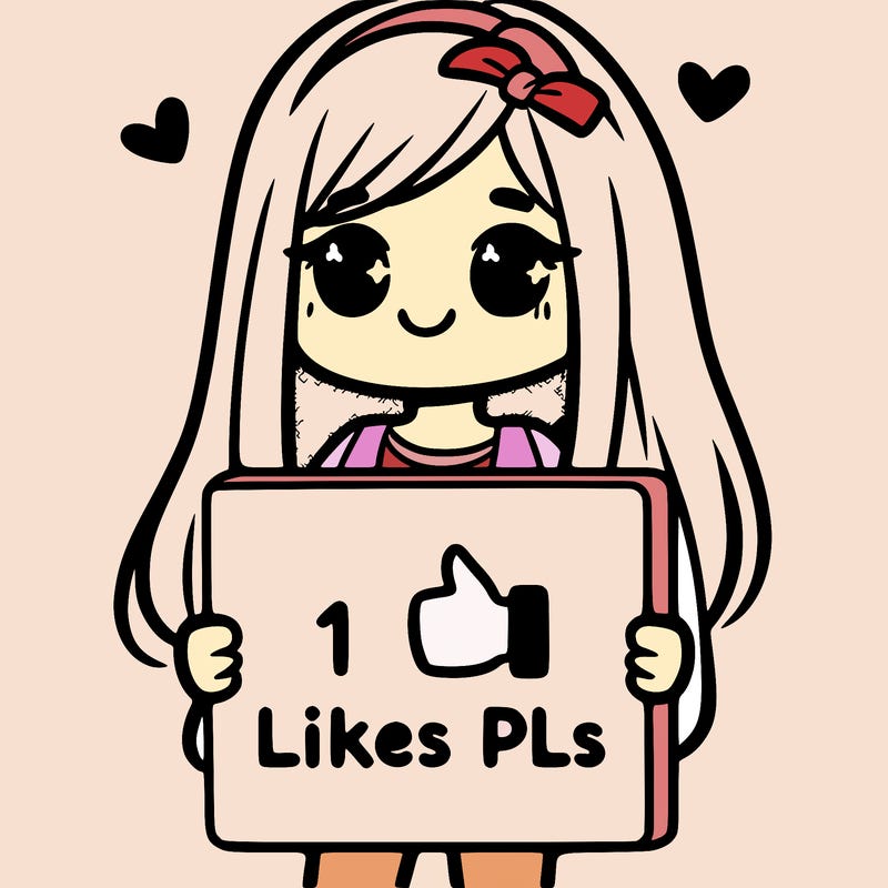 girl holding a sign saying 10 likes pls