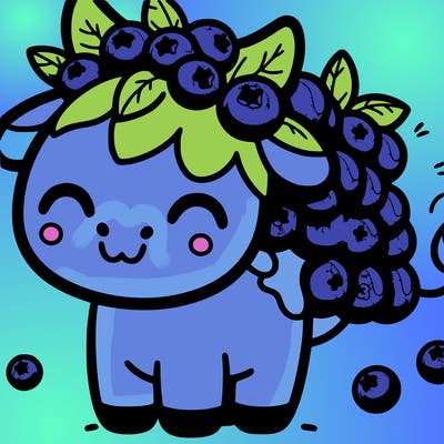 cute blue berry cow