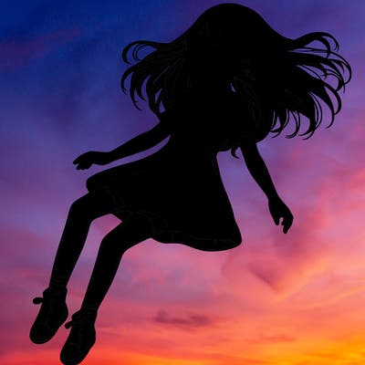 realistic girl floating