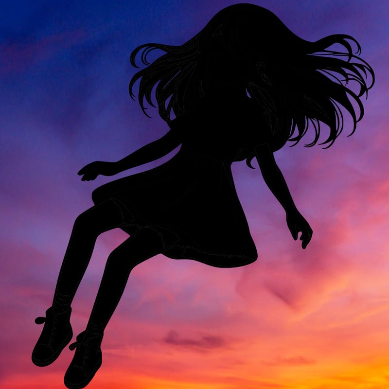 realistic girl floating