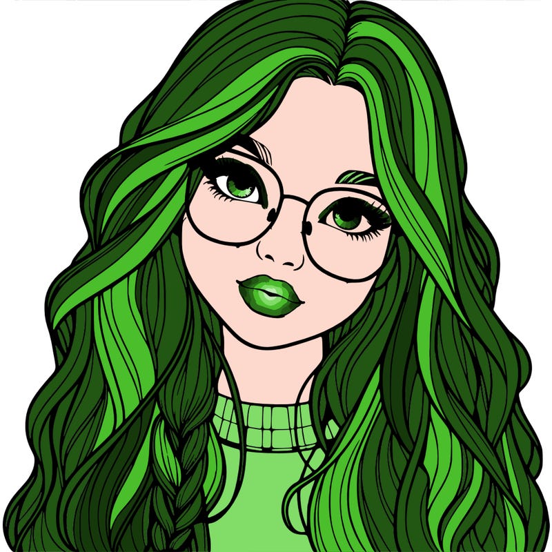 girl with long hair and freckles and glasses realistic