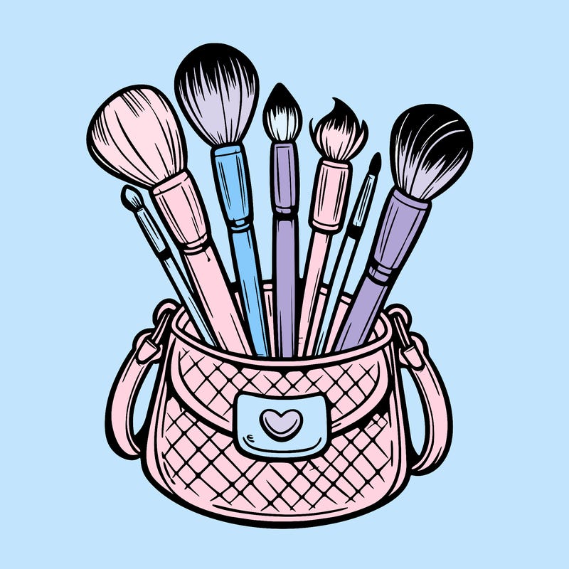 makeup brush set in a purse