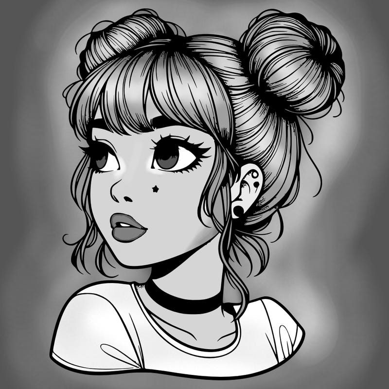 realistic girl with spacebuns