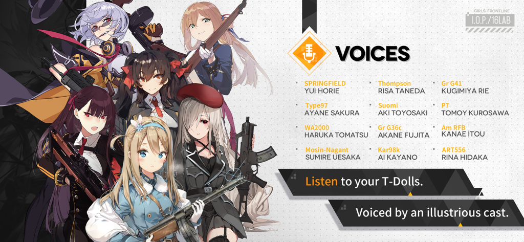 Girls Frontline : Personnages d'anime et liste de leurs acteurs vocaux japonais