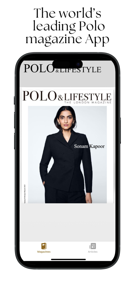 POLO & Lifestyle Magazine - Affichage iPhone de l'application POLO et Lifestyle Magazine avec Sonam Kapoor en couverture