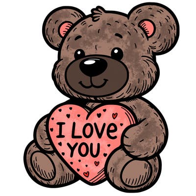 teddy bear holding an i love you heart