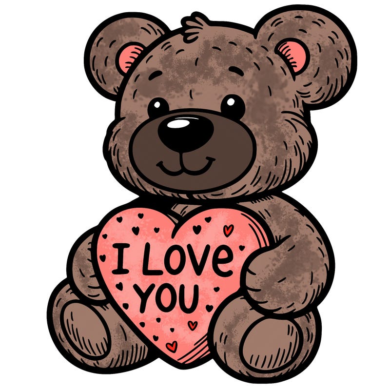 teddy bear holding an i love you heart