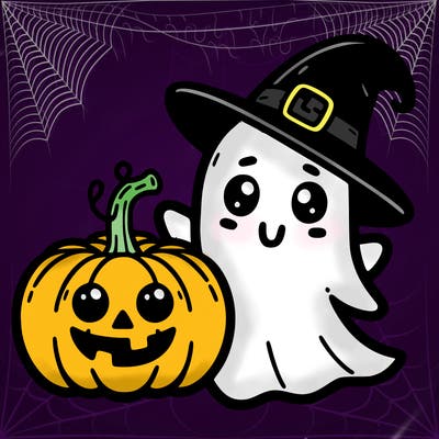 halloween punkin and ghost with hat