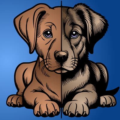 realistic dog split picture