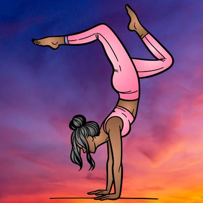 a woman doing a handstand