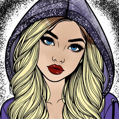 realistic beautiful girl with a hood on