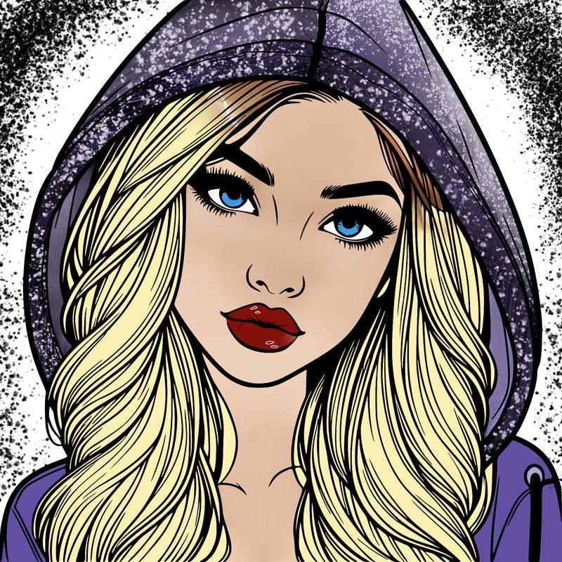 realistic beautiful girl with a hood on