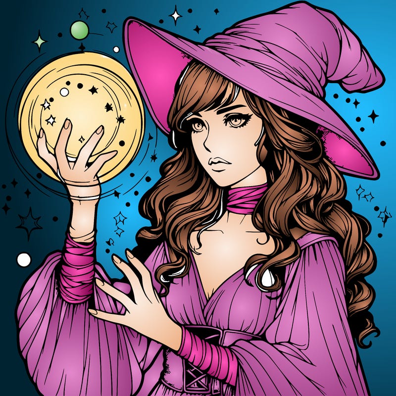 realistic women sorcerer using magic