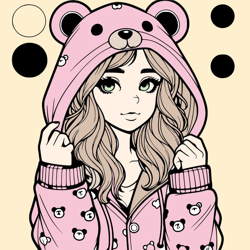 realistic girl in a animal pjs hoodie