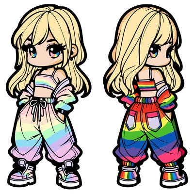 girl in crop top and baggy pants