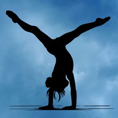 realistic gymnastic hand stand girl in four splits