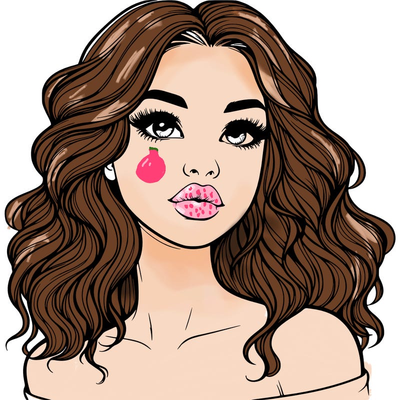 realistic girl with wavy hair and lips
