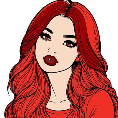 realistic girl with hair on her hair and lips