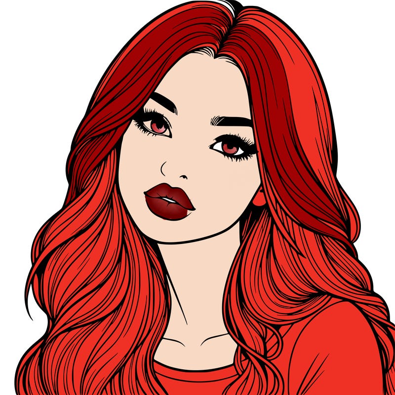 realistic girl with hair on her hair and lips