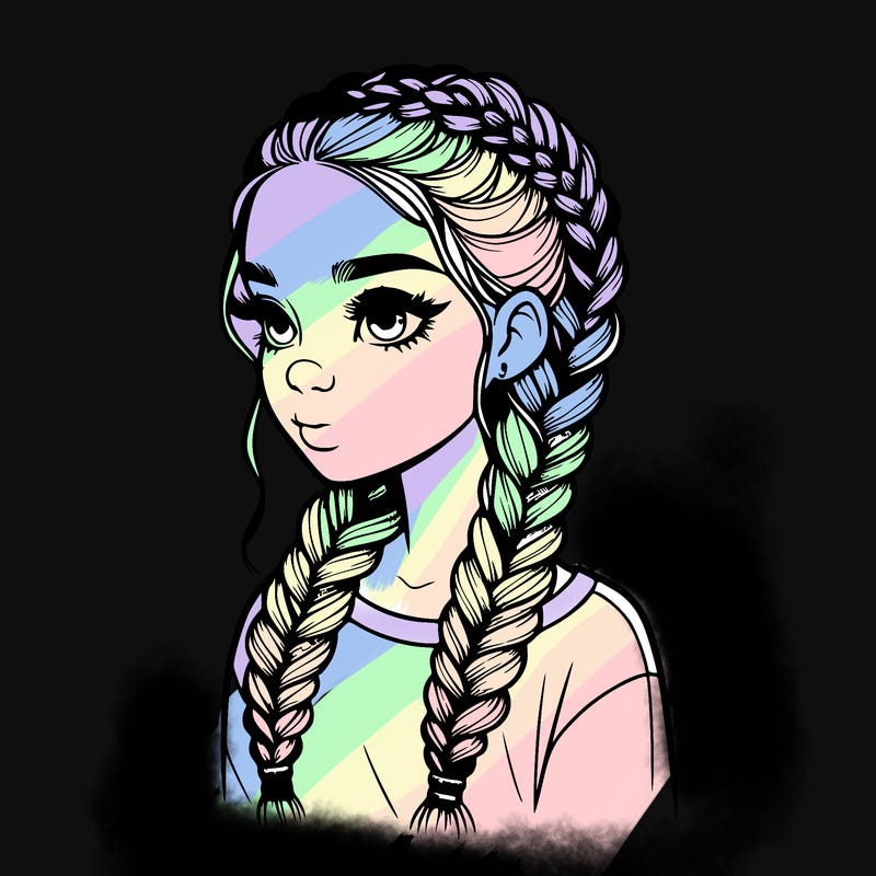 realistic girl with braids