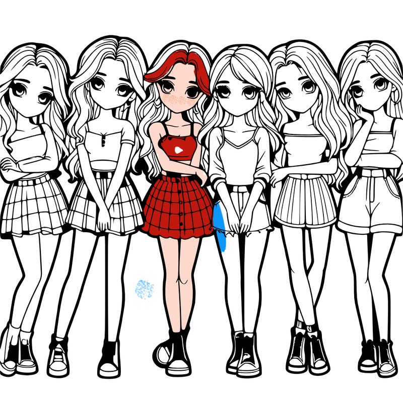 a group of girls realistic