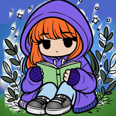 girl in oversized hoodie reading a book