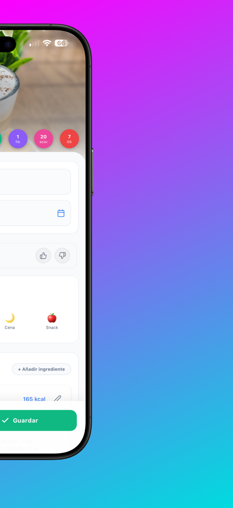 ScanCal - ScanCal app interface on a smartphone showing calorie and nutrient tracking features