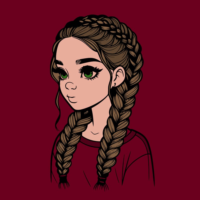 realistic girl with braids