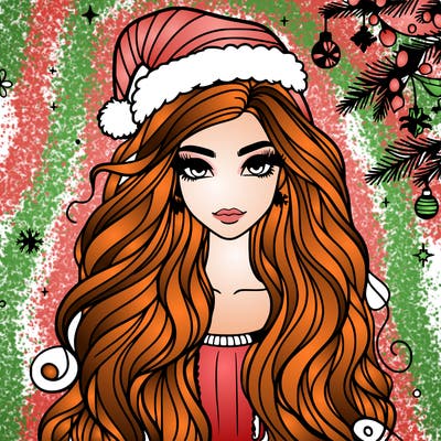 christmas fashionable female model and long hair