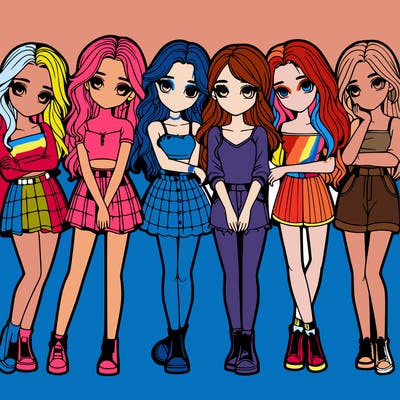 a group of girls realistic