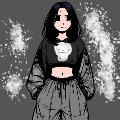 realistic girl faceless with baggy pants and a crop top