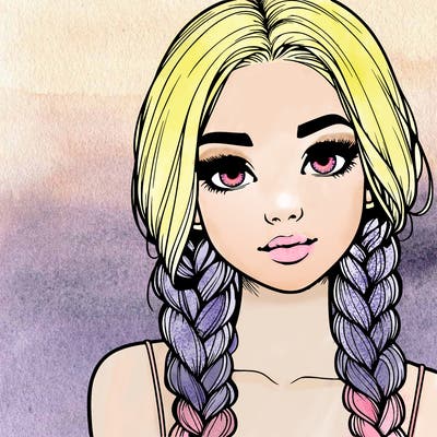 realistic girl with braids