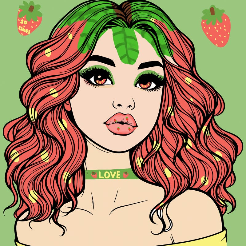 realistic girl with wavy hair and lips