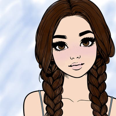 realistic girl with braids