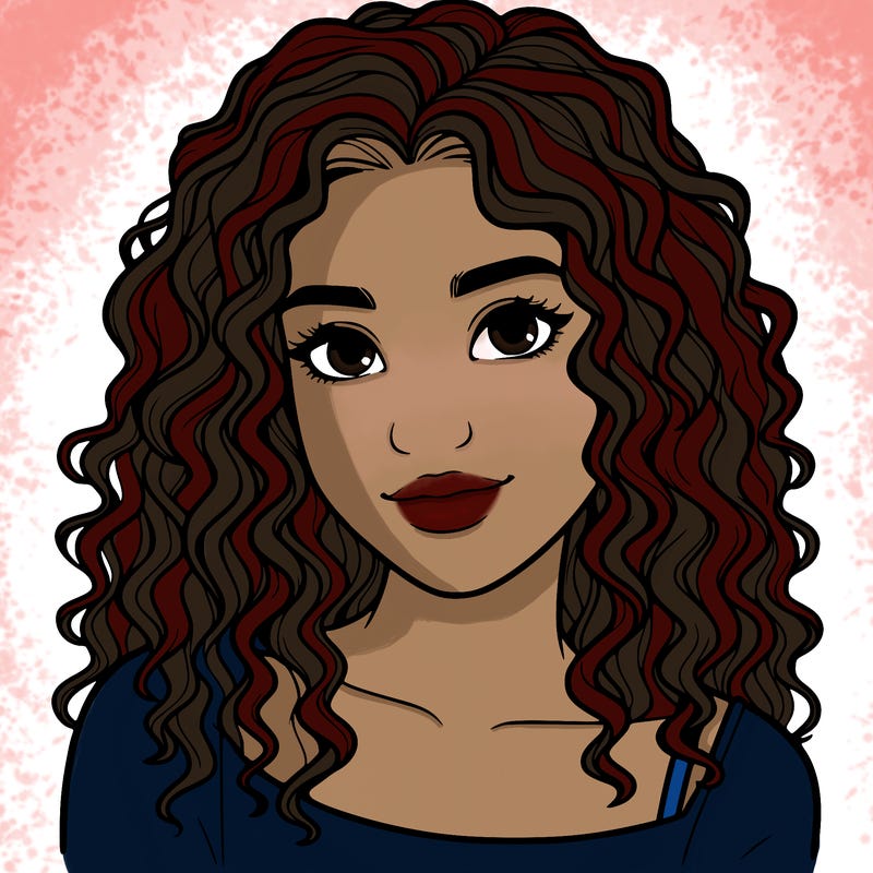 realistic, teenage girl with curly hair