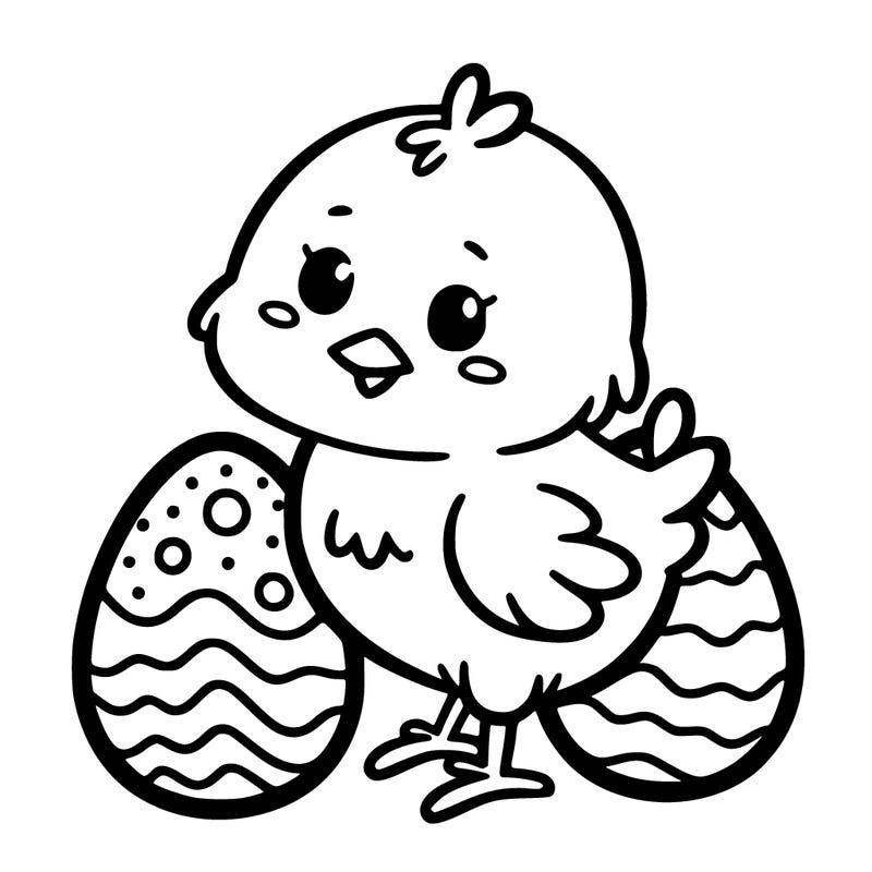 easter chick with eggs