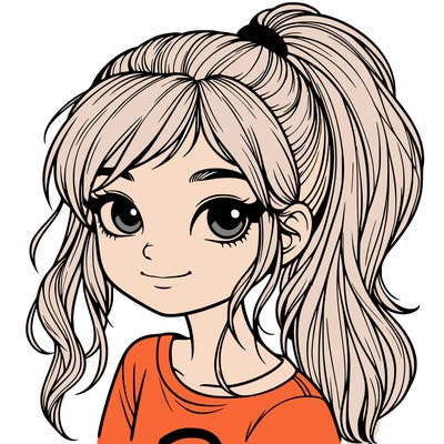 realistic girl with ponytail