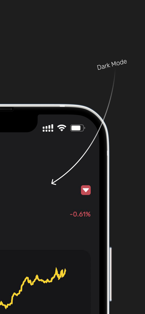 Ikh Khaadiin Chuluu finance app showing dark mode interface and gold price chart