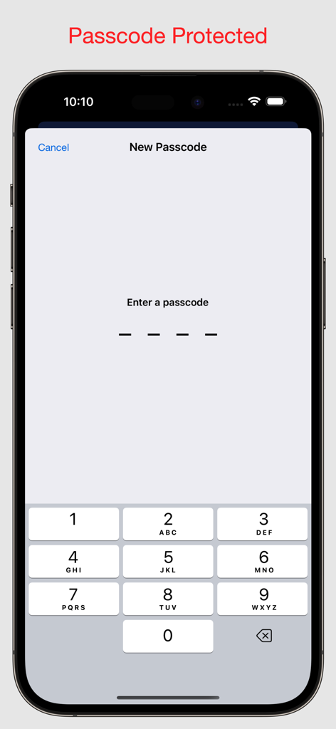 FB Downloader:Reels Browser - Passcode setup screen for secure browsing and video storage in the FB Downloader app.