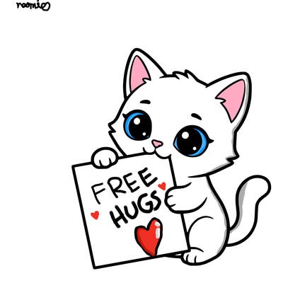 a small cat with a blank sheet of paper in its hand. the cat is sooooooo cute!