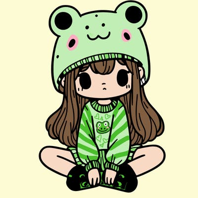 a girl wearing a frog hat and some frog socks