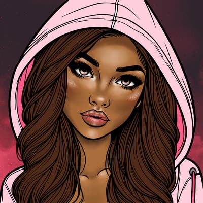 realistic beautiful girl with a hood on