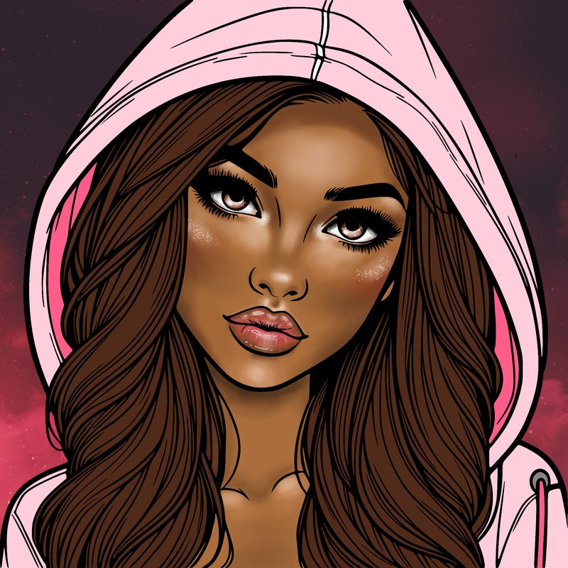 realistic beautiful girl with a hood on