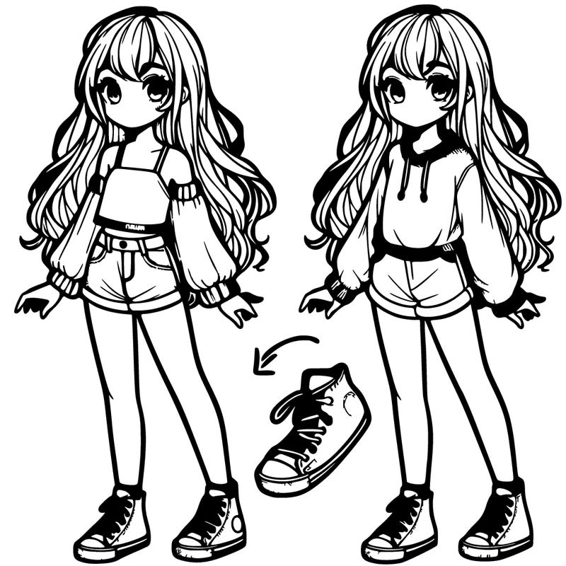 a girl with long hair wearing converse some shorts and a rolled up sweater with an undershirt