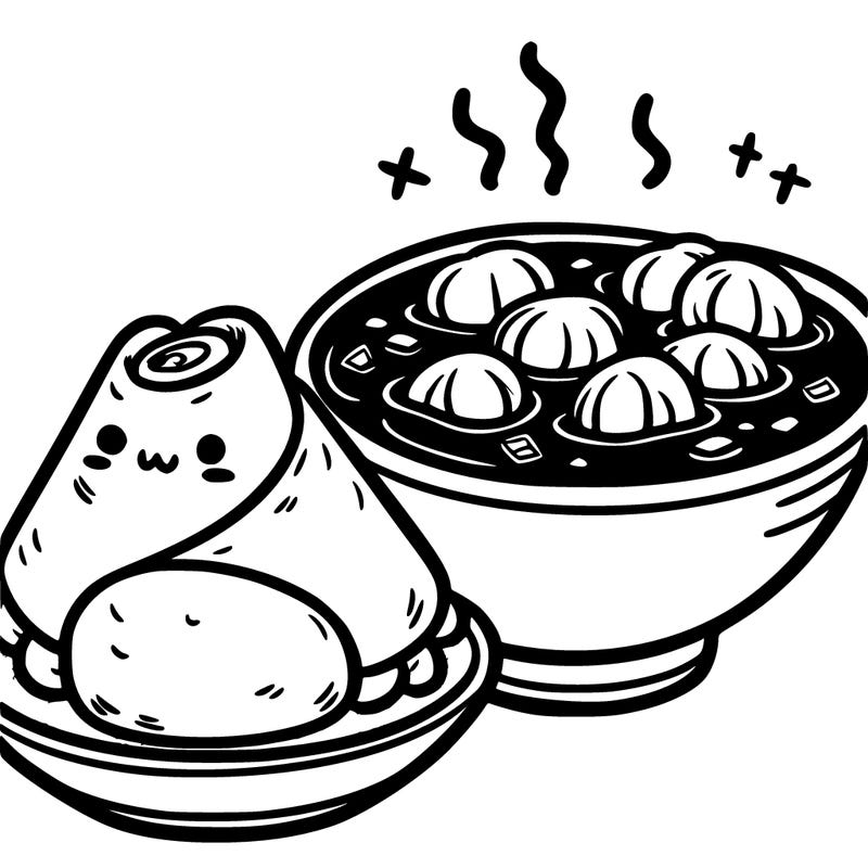 chinese egg roll and wanton soup